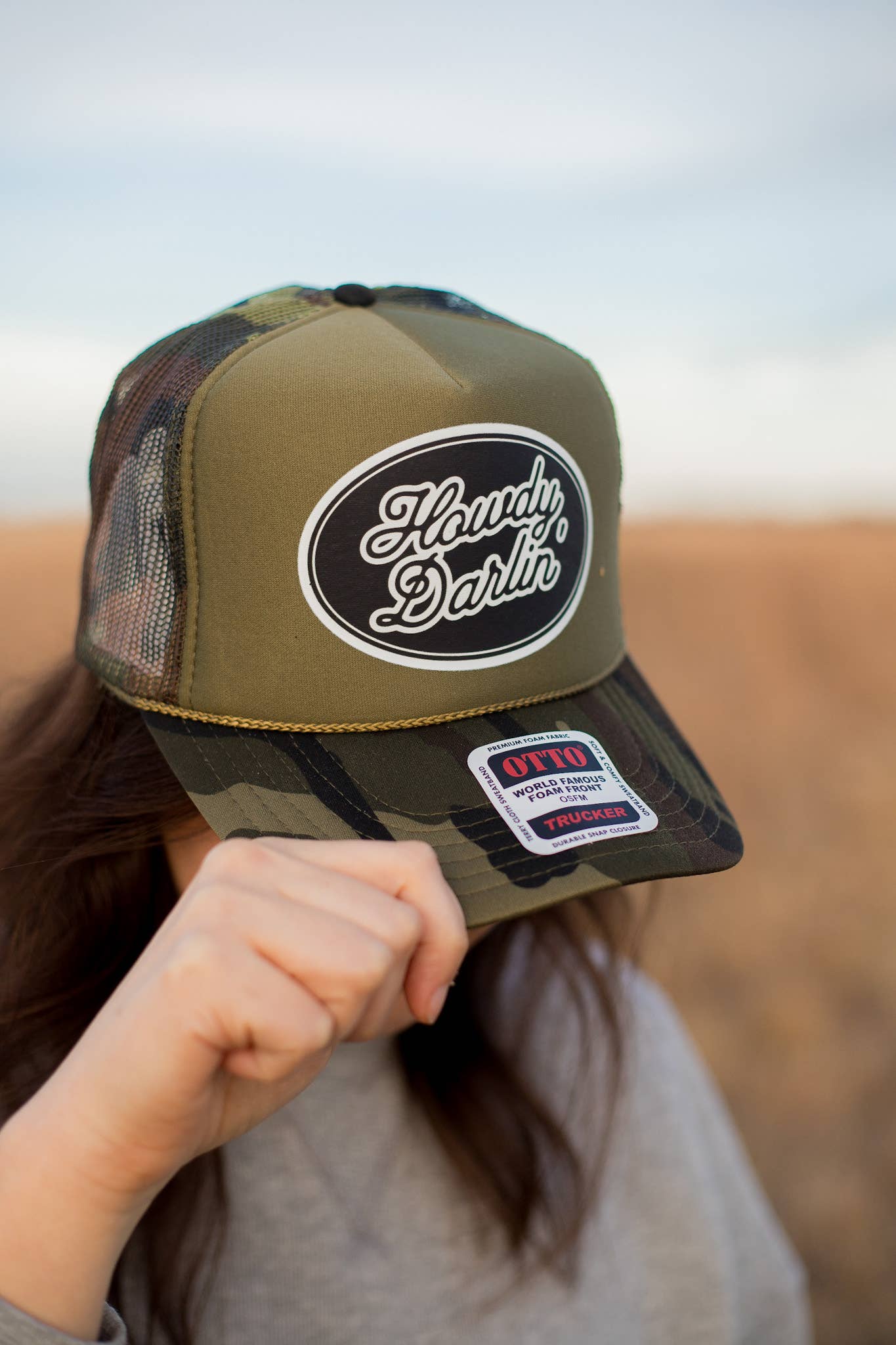 Hartland Goods - Wholesale Trucker Hat - Women's - Howdy Darlin' Trucker Hat - Camo 1