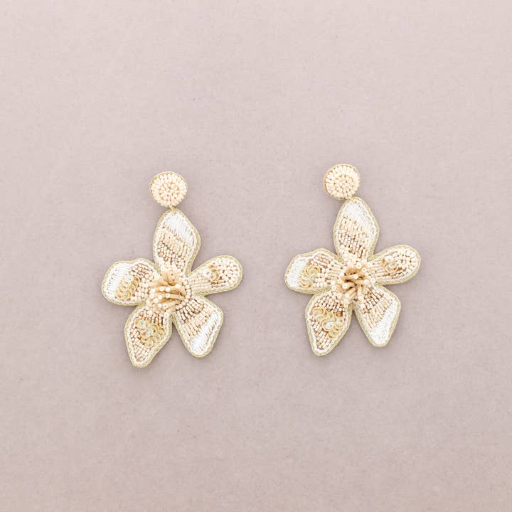 Sonata - Vente Bijoux à boutons pression - Boucles d'oreilles fleuries en perles