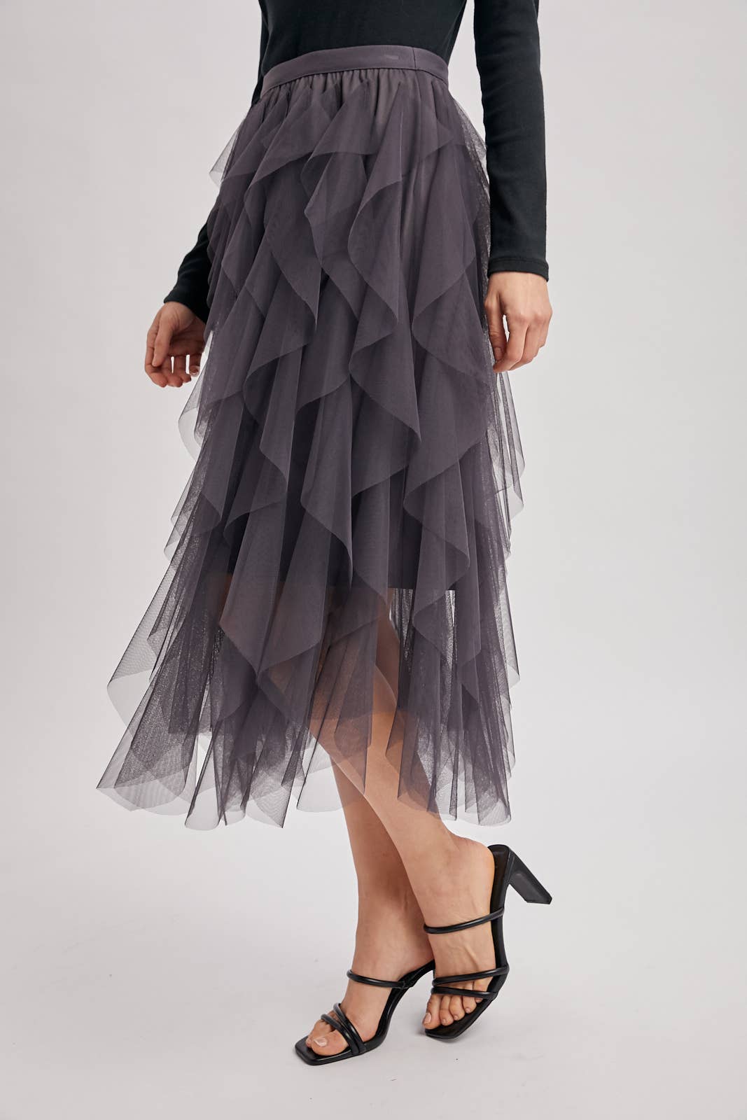 Bluivy - Wholesale Skirt - Women's - SPRIAL RUFFLED TULLE MIDI SKIRT4