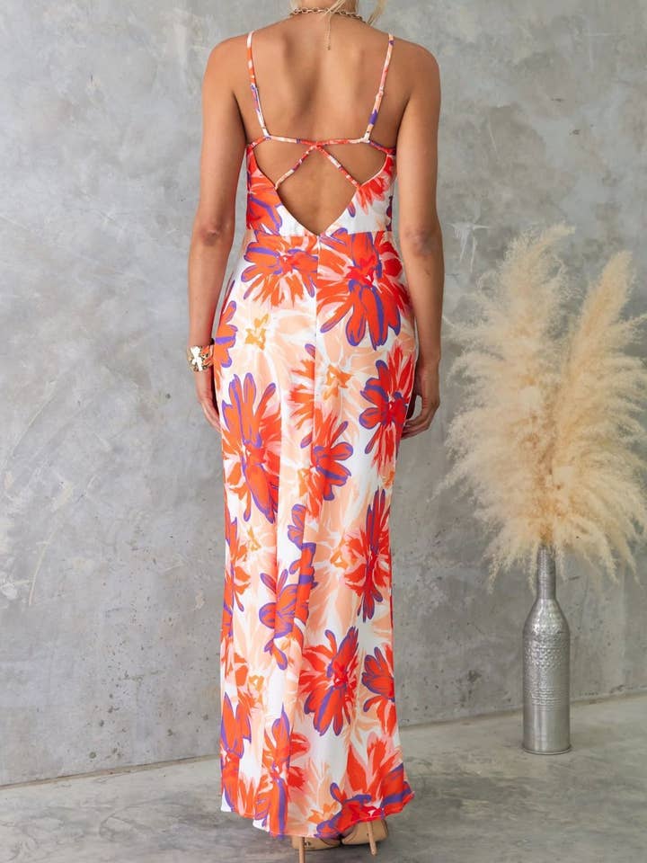 Rosa Clothing - Wholesale Dress - Women's - Fashion Floral Print Sleeveless Backless Dress