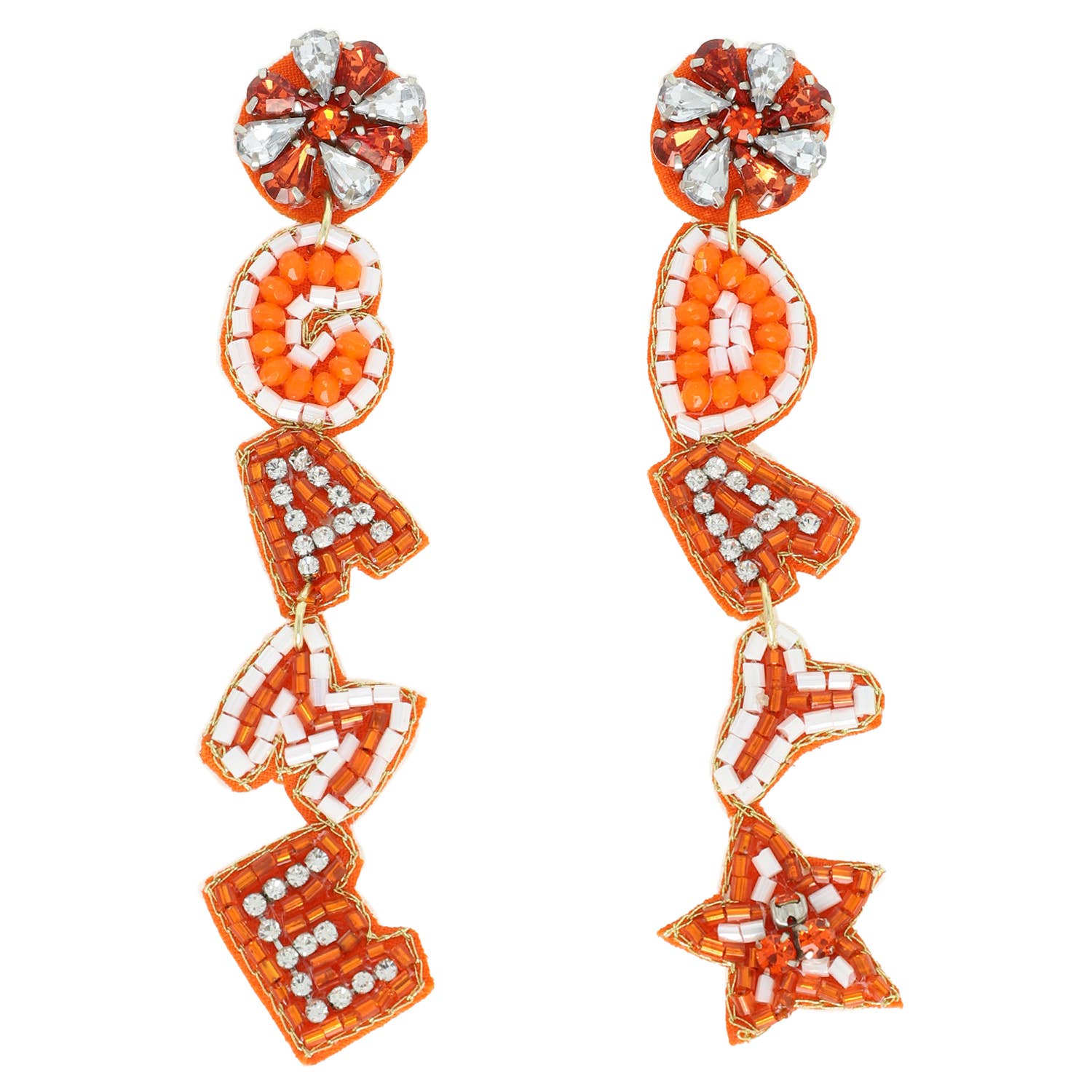 SP Sophia Collection - Wholesale Dangle Earrings - Game Day Letter Beaded Rhinestone Post Earrings 0