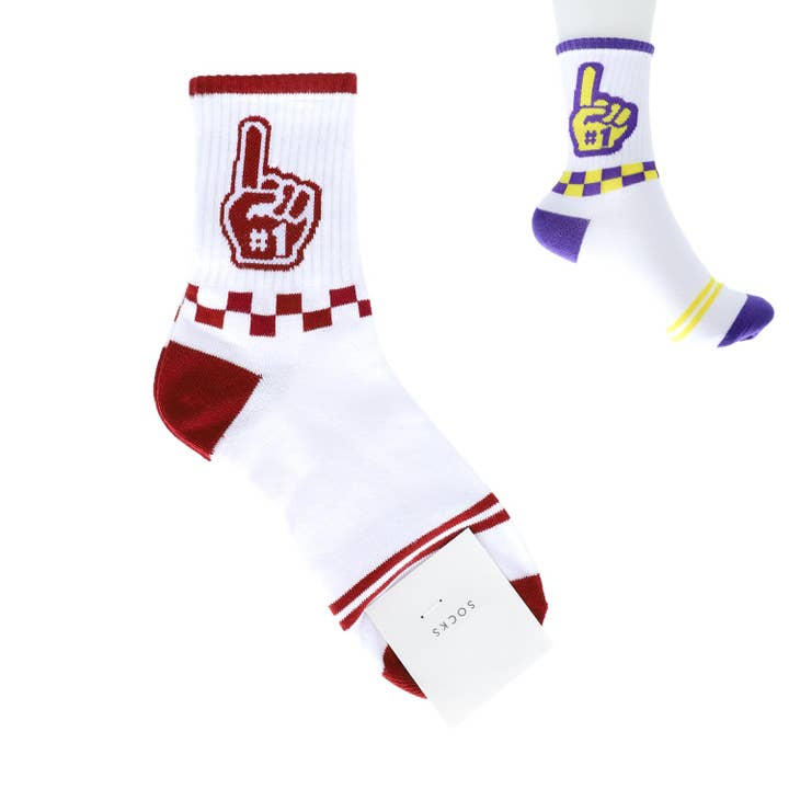 SP Sophia Collection - Wholesale Socks - Women's - Foam Hand Graphic Cotton Knit Women's Crew Socks