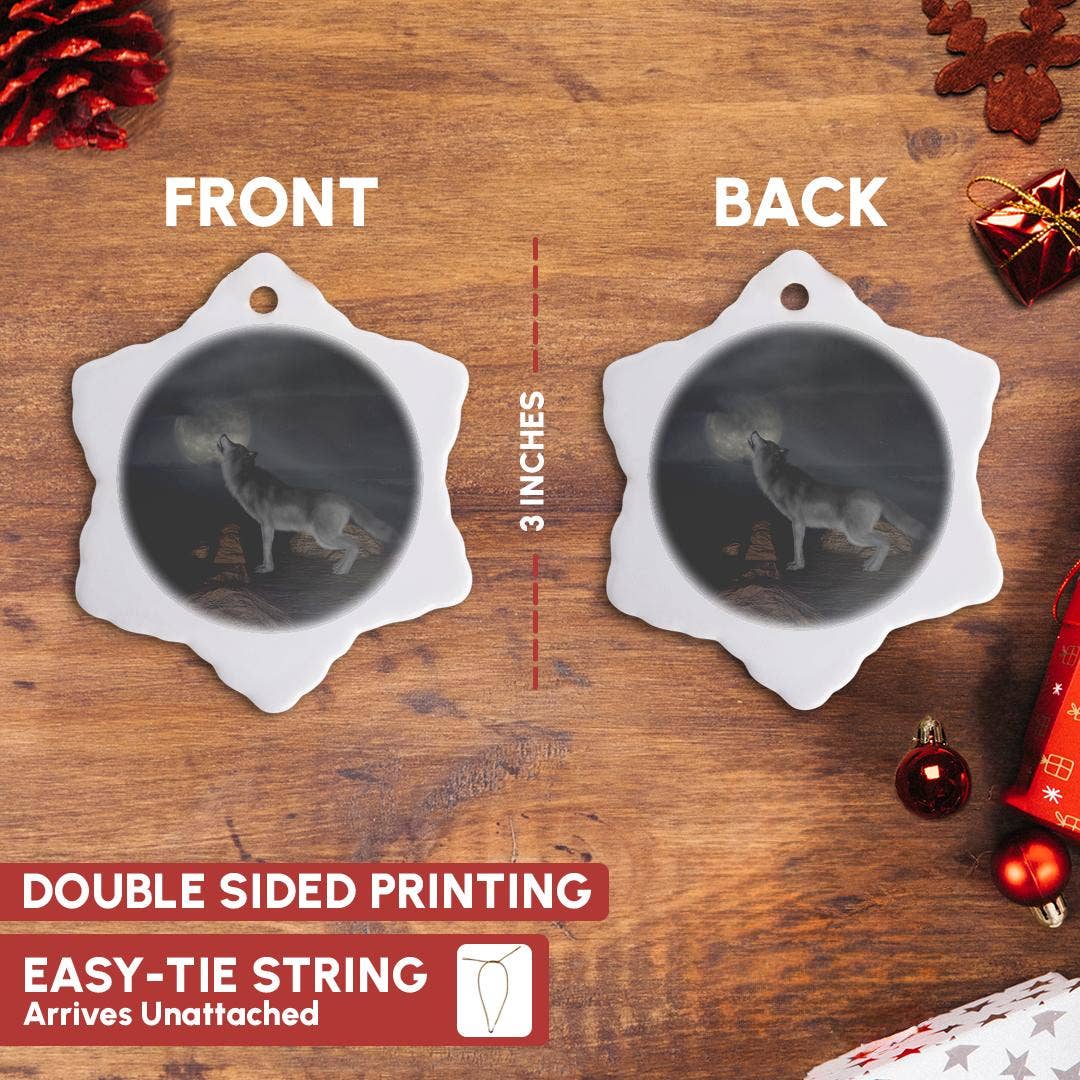 3dRose - Wholesale Ornament - 3dRose, Crying Wolf at Moon - Fantasy Wolves Animal Photography, Ornament2