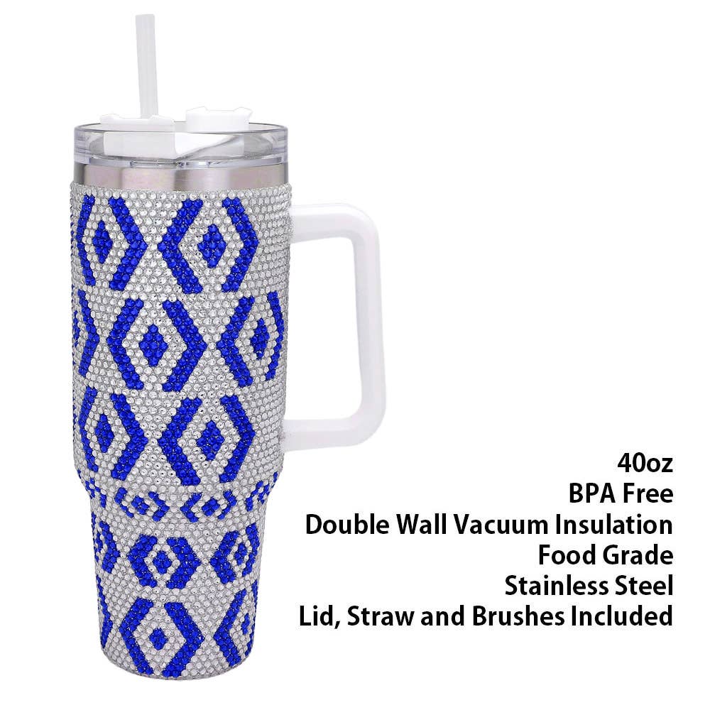Sensibling Corp. - Wholesale Insulated Mug/Tumbler - Bling Studded Abstract 40oz Stainless Steel Tumbler5