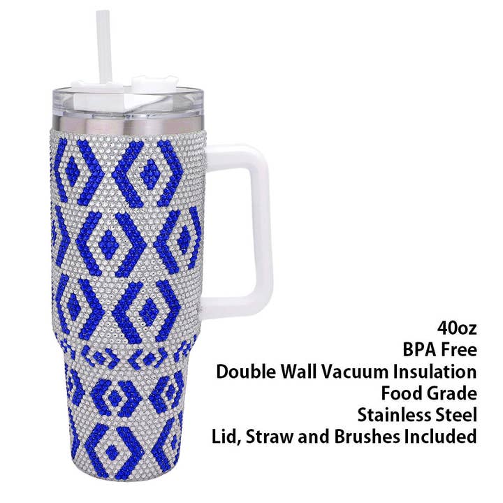 Sensibling Corp. - Wholesale Insulated Mug/Tumbler - Bling Studded Abstract 40oz Stainless Steel Tumbler5