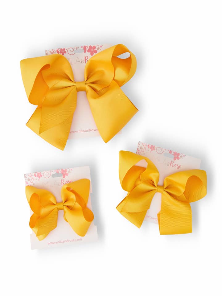 Mustard Grosgrain Hair Bow for wholesale by Mila & Rose