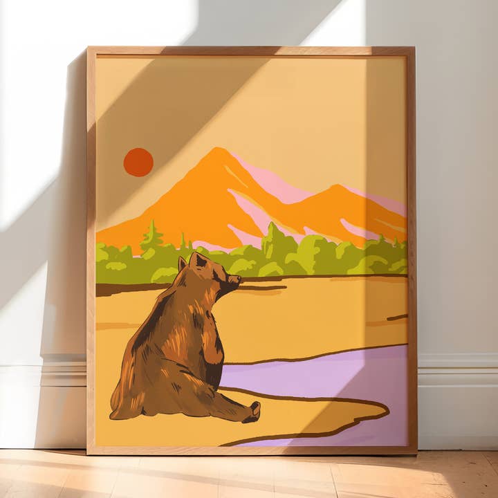 Mountain Bear Art Print | 8"x10" Wildlife Illustration for wholesale by Brush & Bird Paper Co.