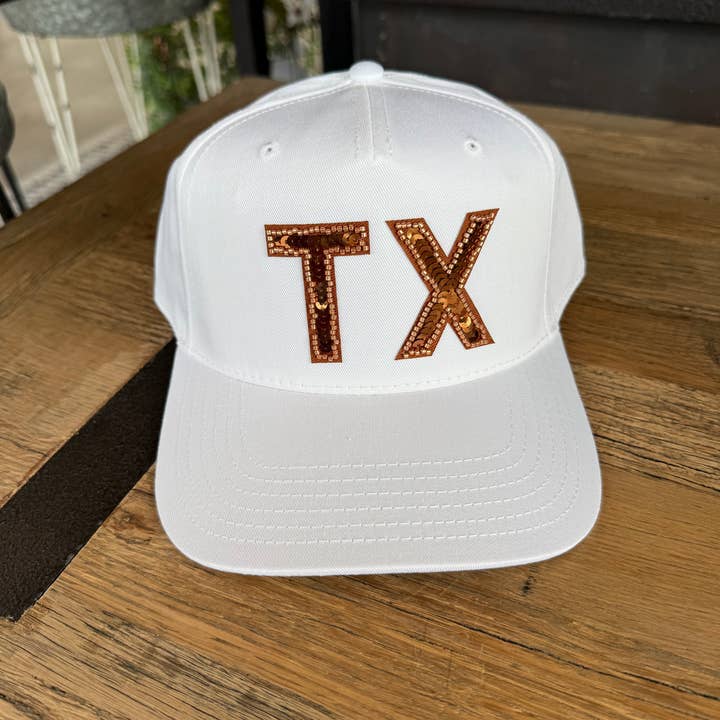 Hart & Lux - Wholesale Trucker Hat - Women's - Texas TX Burnt Orange Sequin Trucker Hat 2