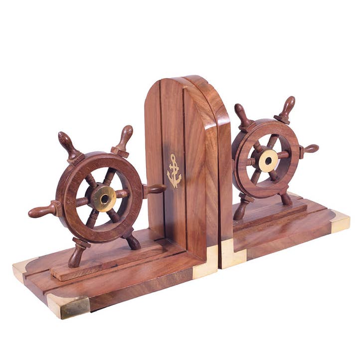 Nautical Decor Ship Wheel Bookend Pair for wholesale by giftland