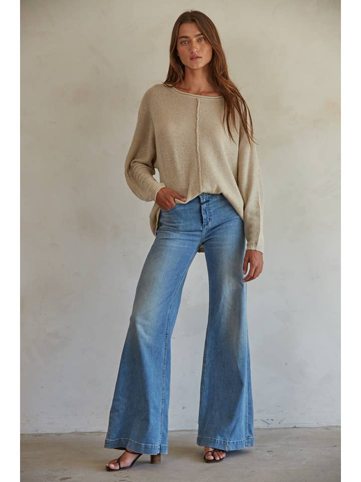 By Together - Wholesale Knit Sweater - Women's - W1769 | Knit Sweater Lurex Ribbed Pullover