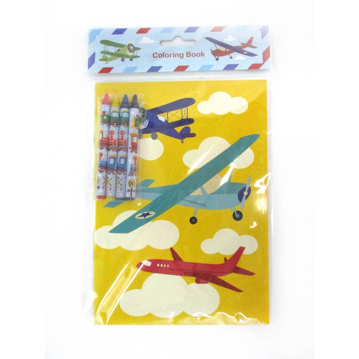 Tiny Mills - Wholesale Colouring book – Child & baby - Airplane Coloring Books with Crayons Party Favors, Set of 126