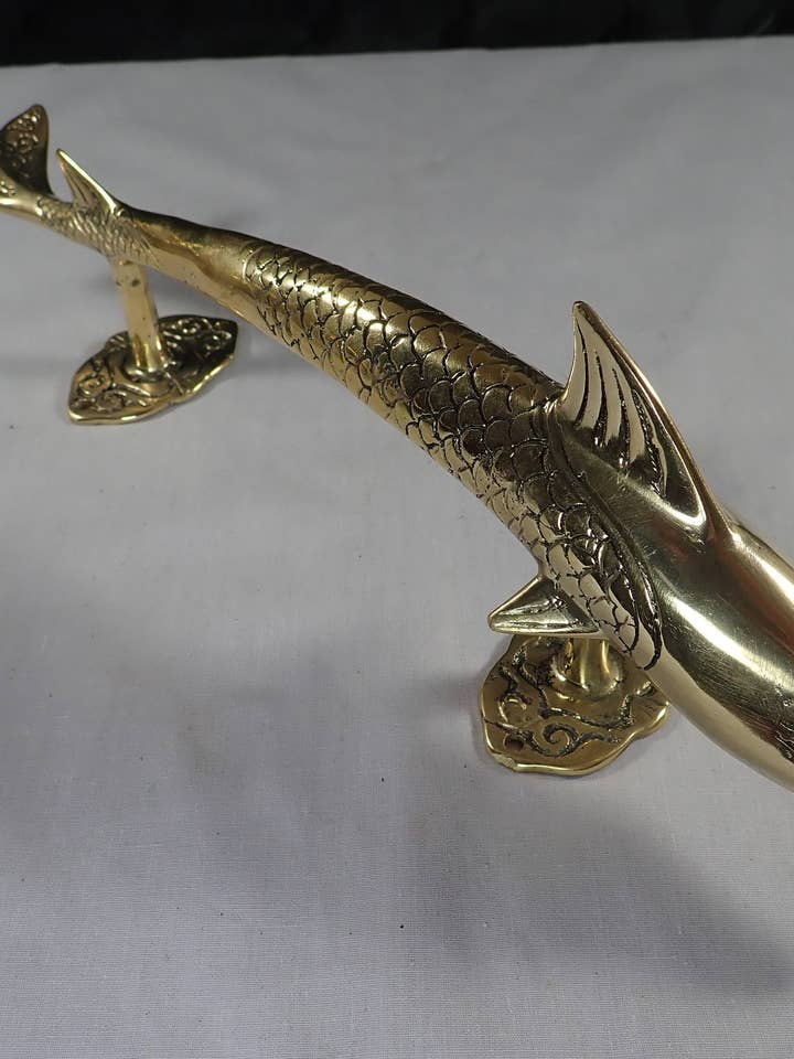 Dolfijn-ingangsdeurkruk, vintage massief bronzen zeepaardje deurkruk voor wholesale door Ubud Glass