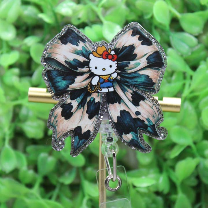 Porte-badge/porte-carte rétractable Vache Arc Cowboy Chat pour la vente par Hylidae Boutique