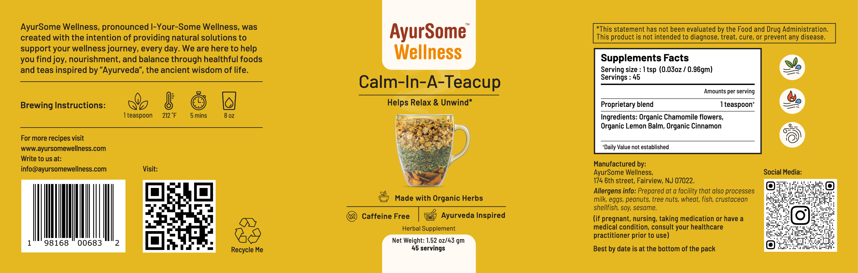 AyurSome Wellness - Wholesale Loose Tea - Organic Chamomile tea blend - Calm-In-A-Teacup - loose leaf3