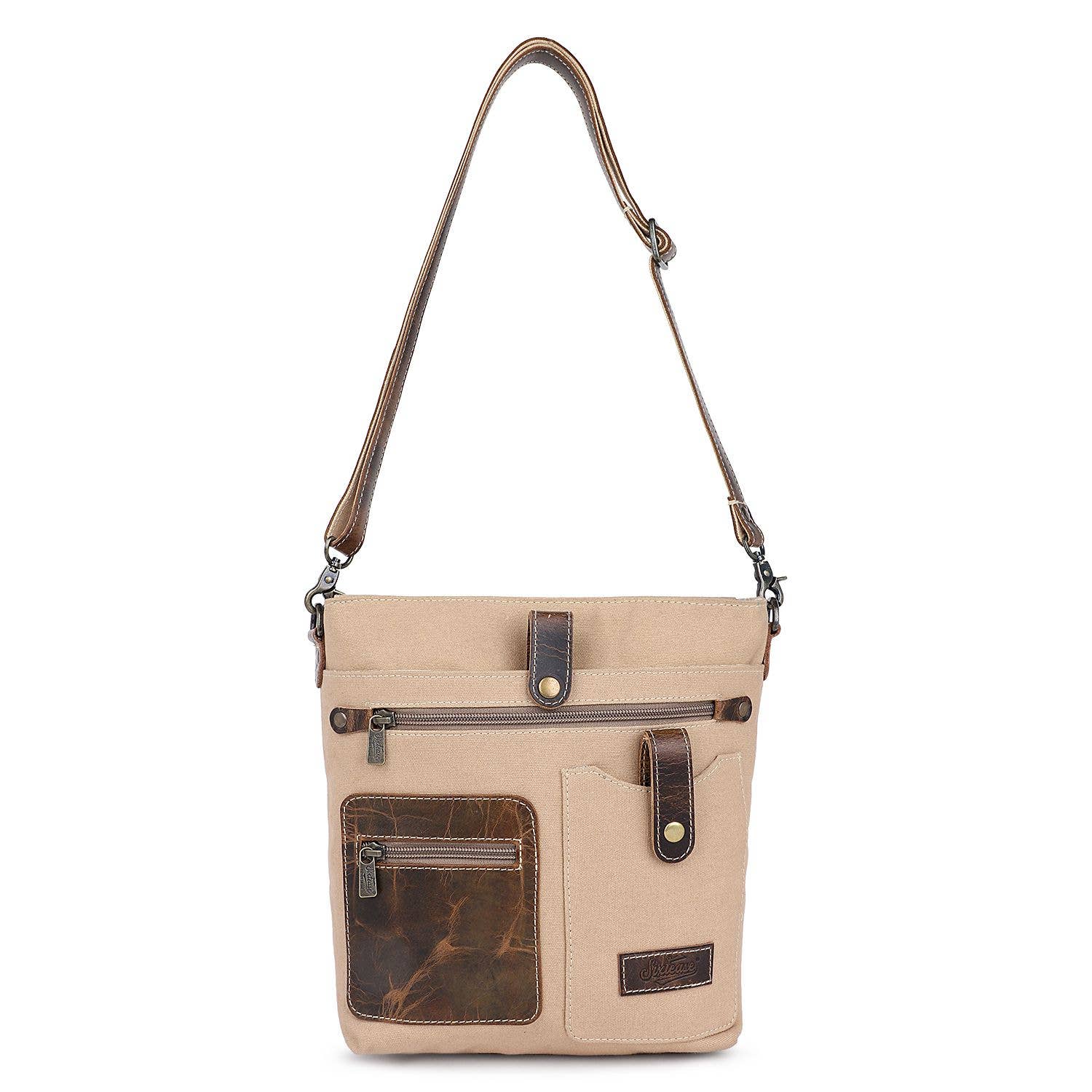 Sixtease Bags USA - Wholesale Crossbody Bag - Women's - Canvas & Leather Women's Crossbody Bag - Dun/Van Dyke0