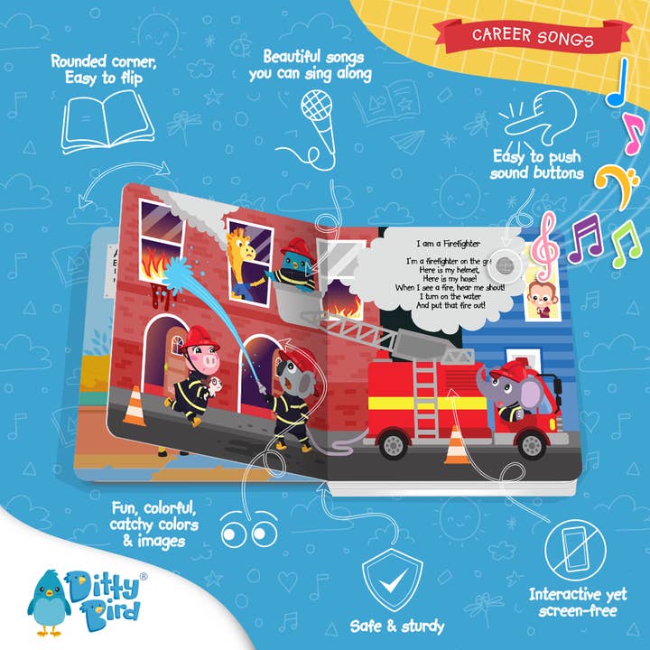 Ditty Bird - Wholesale Book - Kids - Fireman - Astronaut | Ditty Bird Career songs