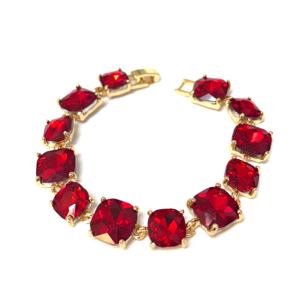 StarryNYC - Wholesale Link & Chain Bracelet - Cushion Cut Glass Crystal Linked Station Bracelet33
