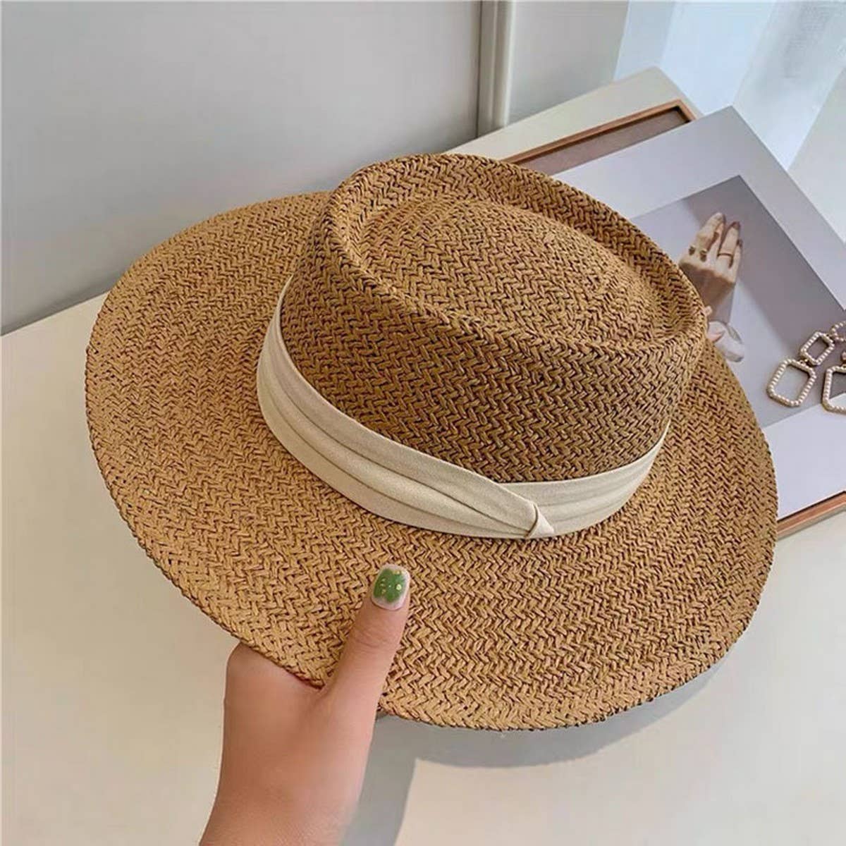 ACCITY - Wholesale Straw Hat - Women's - BEACH VACATION SUN FEDORA STRAW HATS FOR WOMEN_CWAH115121