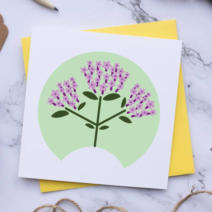 Petite Carte - Fleurs de Fin d'Été - Verveine pour la vente par Twenty Birds