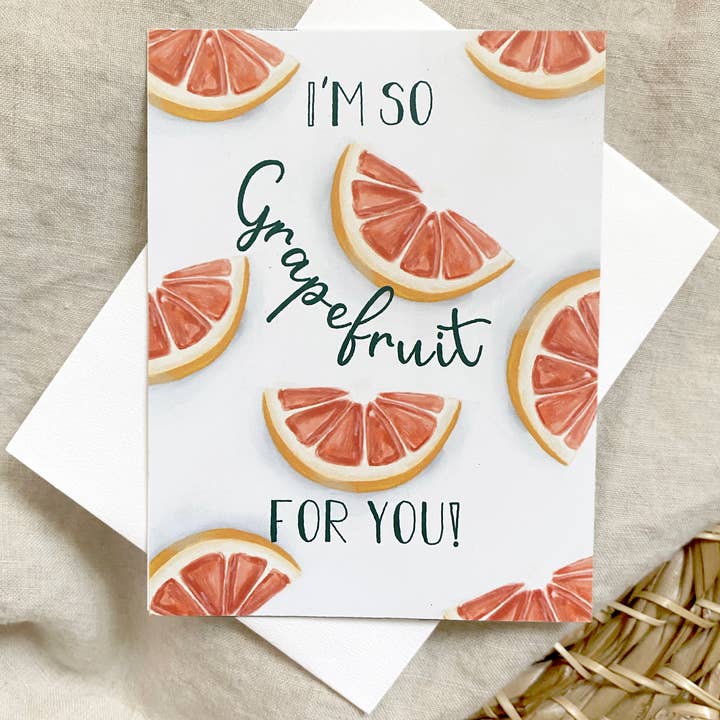 Tupos Studio - Wholesale Love Card - I'm So Grapefruit For You - Fruit Pun Greeting Card