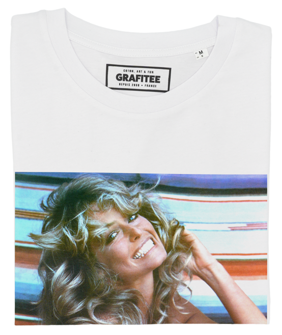 White Farrah Maillot T-shirt - Vintage photo tee-shirt for wholesale on Faire1