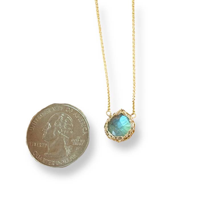 Arivka Jewelry - Vendita all'ingrosso Collana con ciondolo/pendaglio - Collana a Goccia Labradorite In Oro1