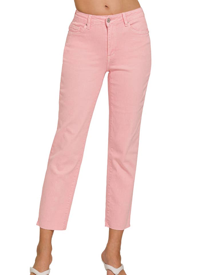 42POPS – wholesale Jeans - Dam – SI-26532 Syra Tvättade Högmidjade Croppade Raka Byxor13