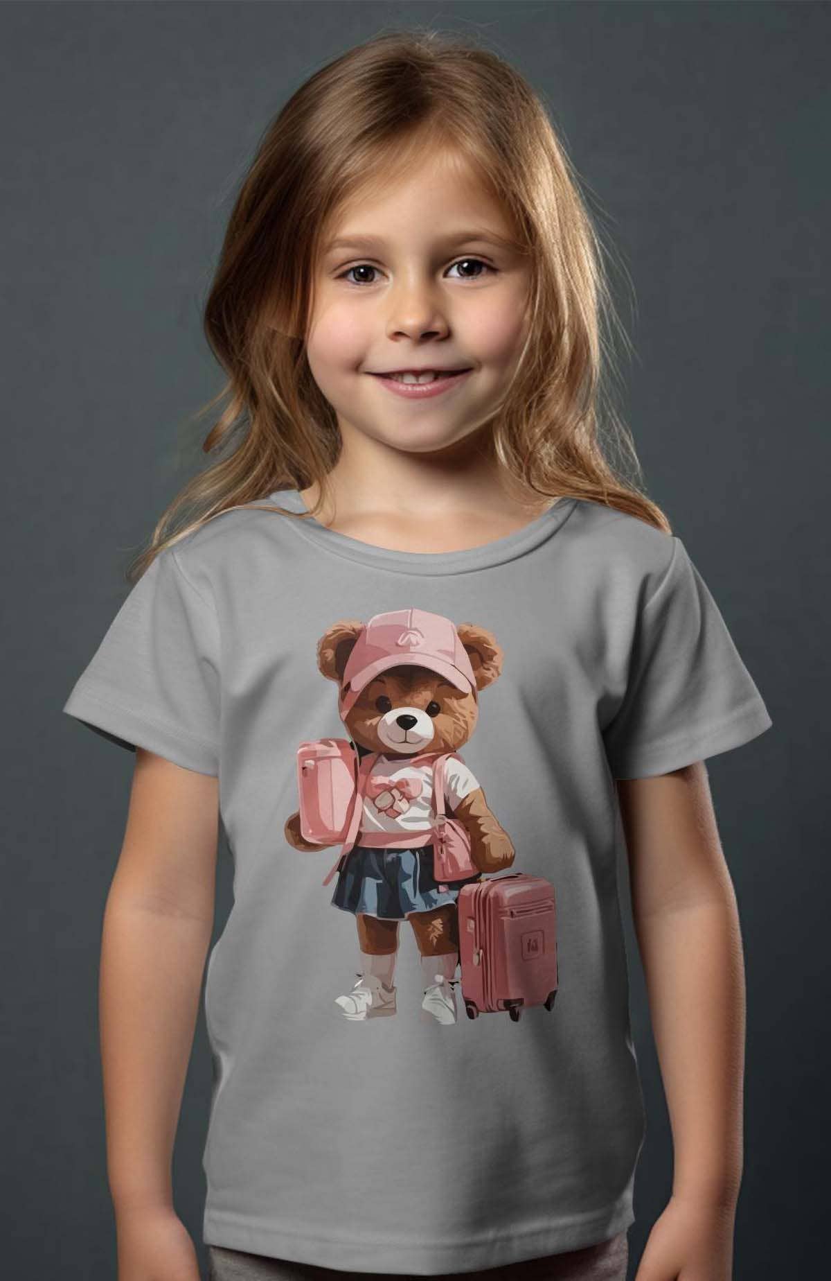 IALD – Großhandel T-Shirt mit Siebdruck – Kinder – Mädchen-T-Shirt mit Plüschfigur3
