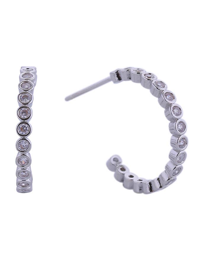 14K Link Rund CZ Hoop Post ørering for engroshandel hos Hana