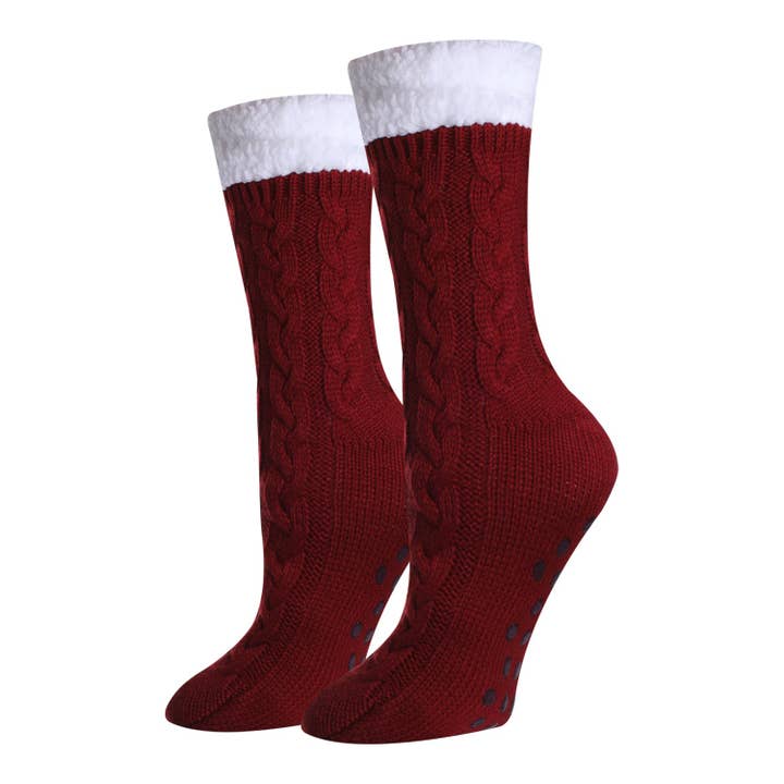 Solid Red Sherpa Socks for wholesale by Sock Harbor / Bigfoot Sock Co.