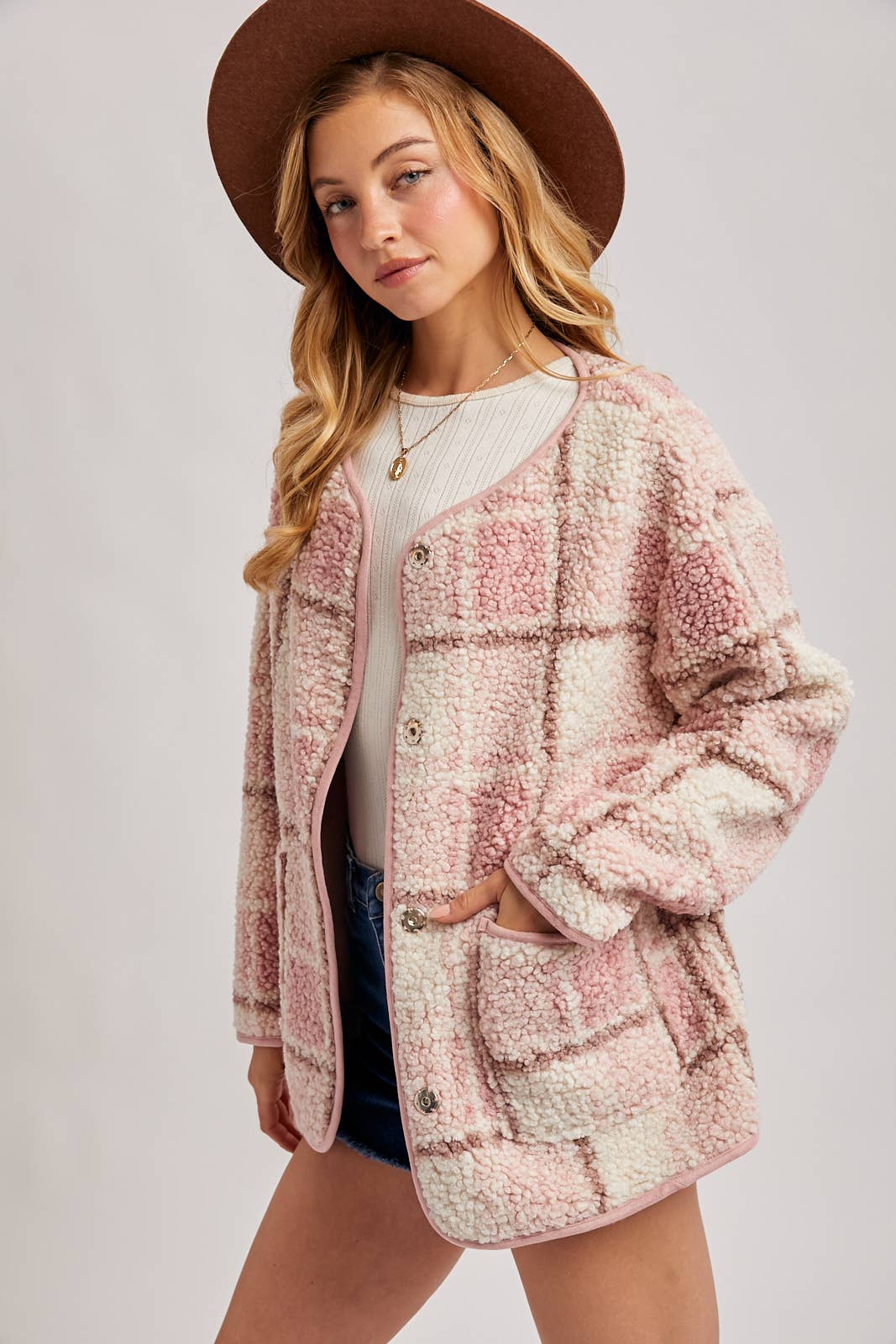 Bluivy – wholesale Jacket – Women's – SNAP BUTTON UP ROUND NECK JACKET3