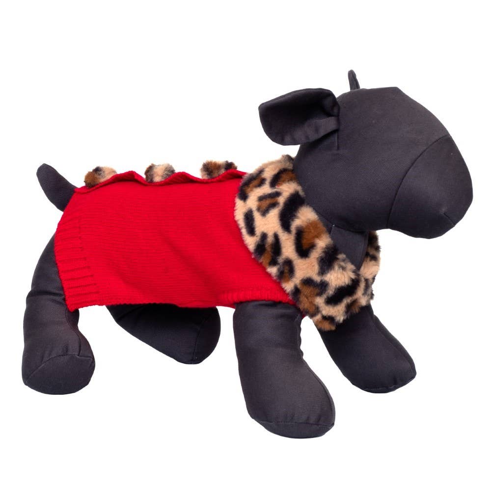 Red Cardigan mit Leopardenkragen für den Großhandel auf Faire3