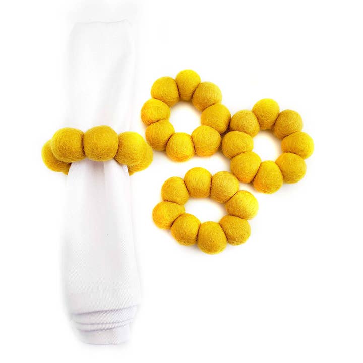 Portatovaglioli a un filo in feltro senape puro, set di 4 per la vendita all'ingrosso da parte di Global Crafts