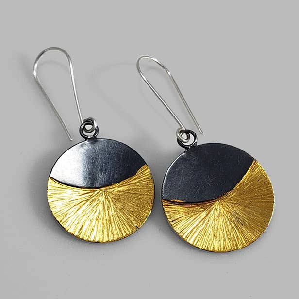 Contemporary mixed metal Rise Earrings for wholesale by McKenzie Mendel Jewelry