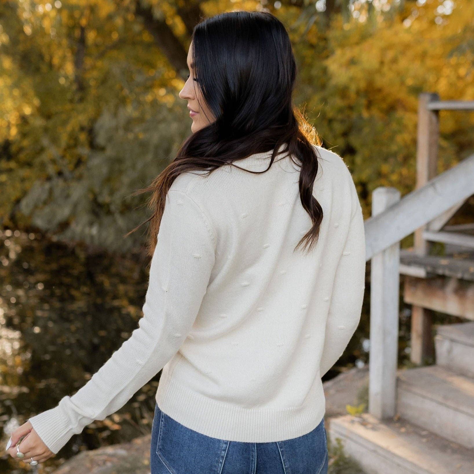 Indie & Co. | Women's Apparel - Wholesale Knit Sweater - Women's - Emery Sweater - Cream6