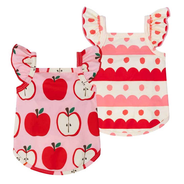 2 Pack Apple Ruffle Dog Shirt for wholesale by Fitwarm