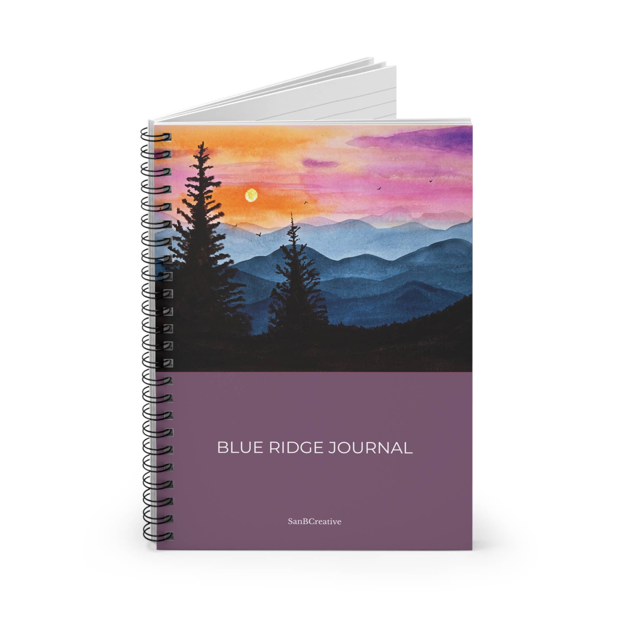 SanBCreative - Wholesale Journal/Diary - Blue Ridge Sunset Watercolor Spiral Notebook (6″ x 8″)1