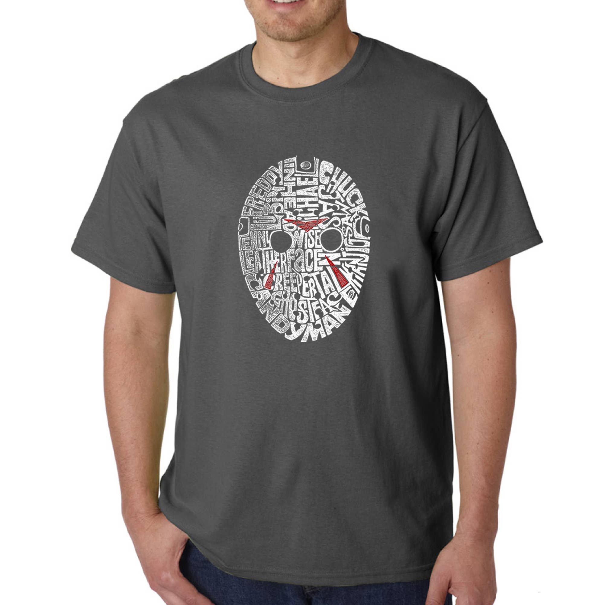 LA Pop Art - Wholesale Screen Printed T-Shirt - Men's - LA Pop Art Men's Word Art T-shirt - Slasher Movie Villians5