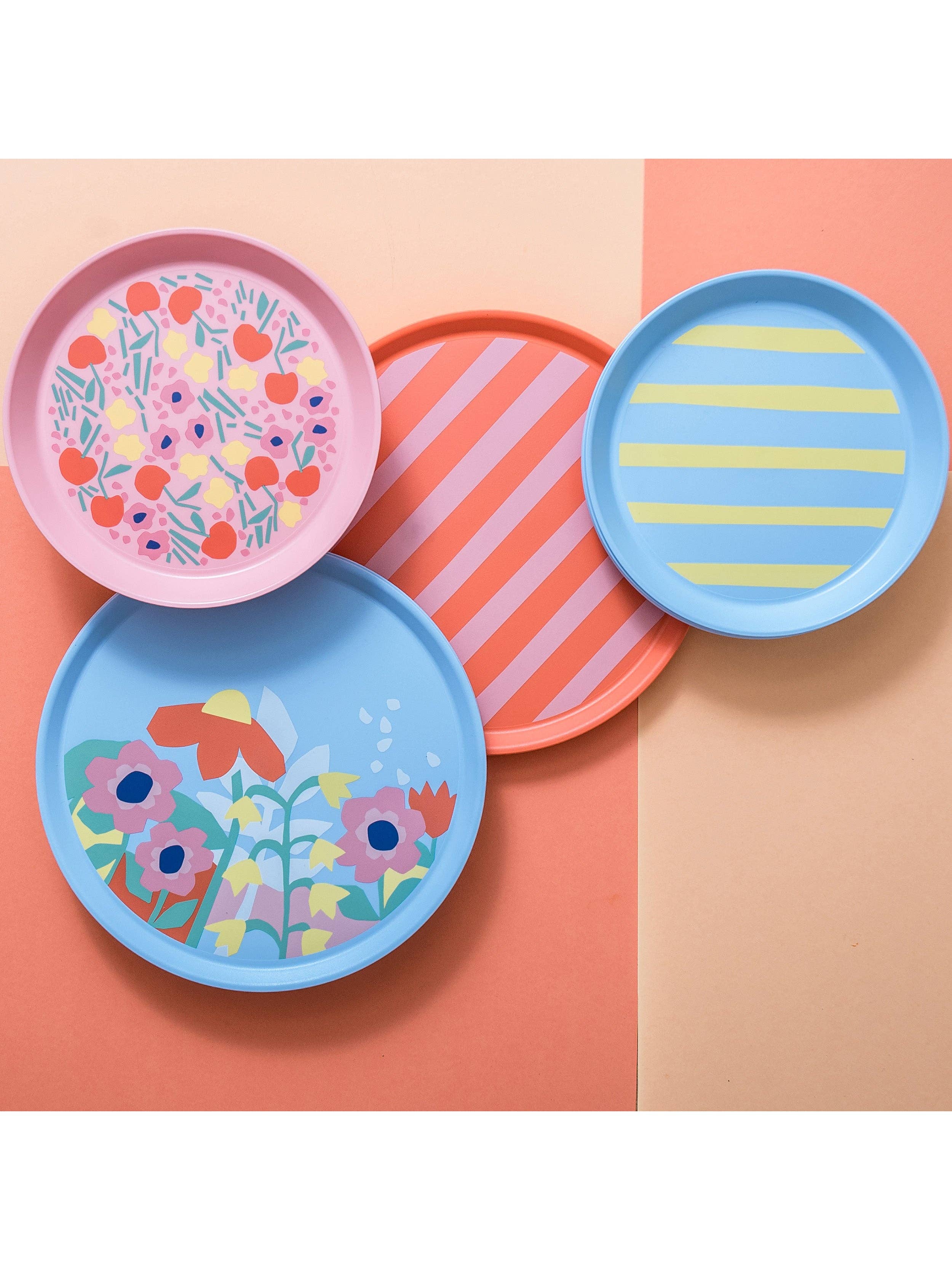 strong coral Large Plate NORA PLATE STRIPES for wholesale on Faire3