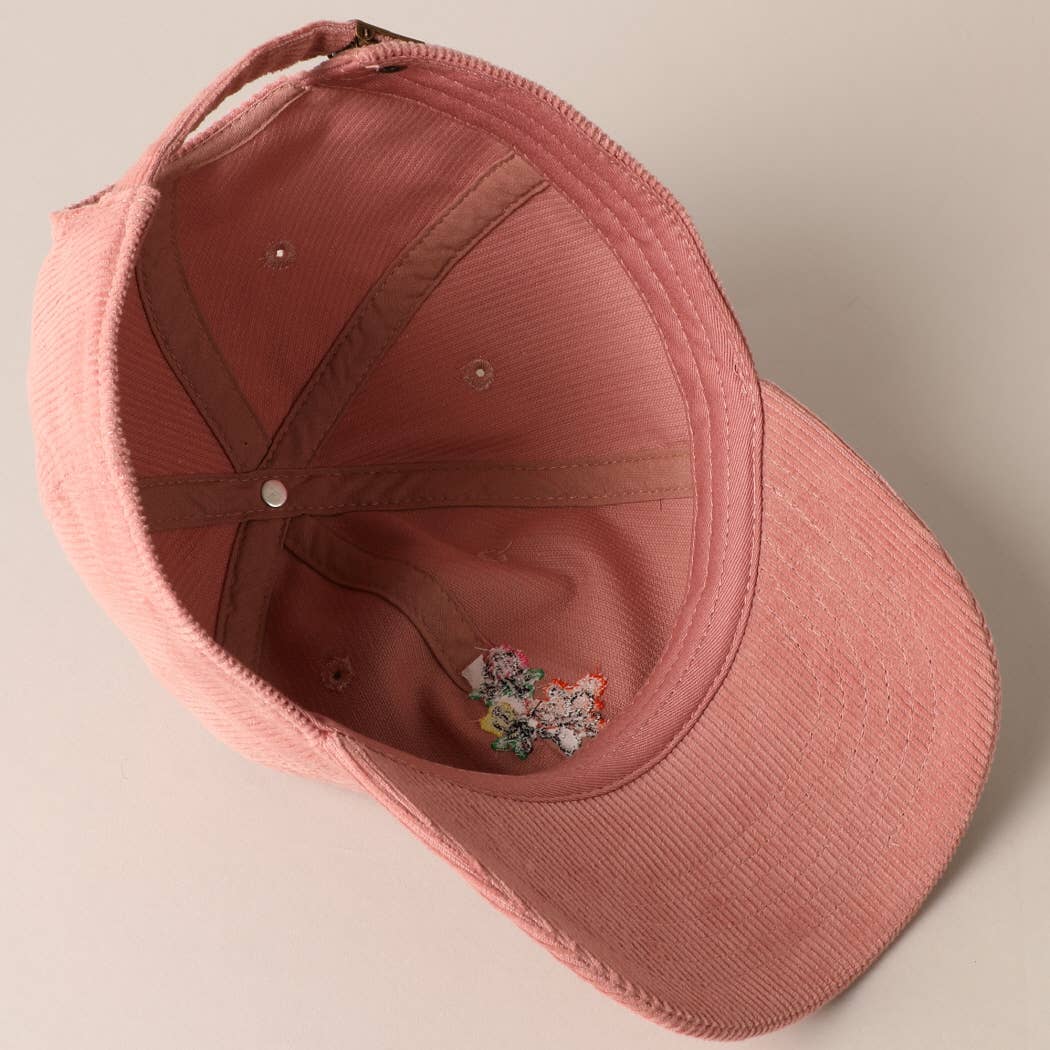 Fashion City - Wholesale Baseball Cap - Women's - Watercolor Flower Embroidered Corduroy Cap9