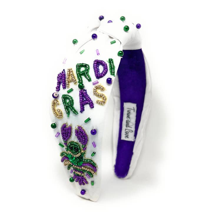 ¡Nuevo! Diadema Anudada de Mardi Gras con Cuentas Hechas a Mano para venta al por mayor de Twine and Love