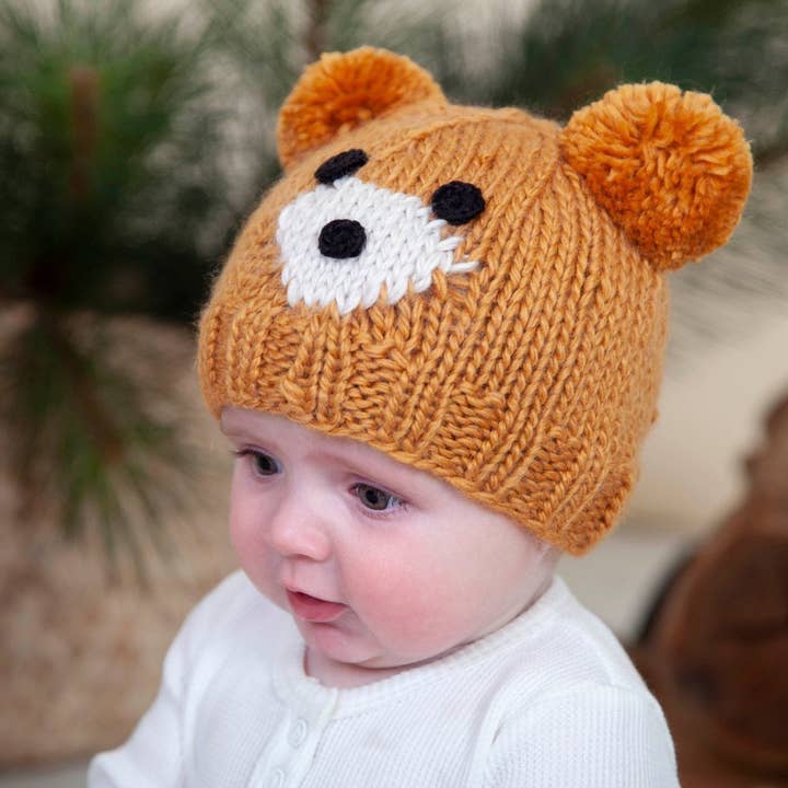 Acorn Kids - Venta al por mayor Gorro de lana - Niños - Gorro Bear Face Caramel1