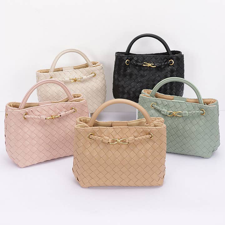3AM BY H&D ACCESSORIES - Wholesale Top Handle Bag - Women's - Faux Leather Braided Top Handle Bag