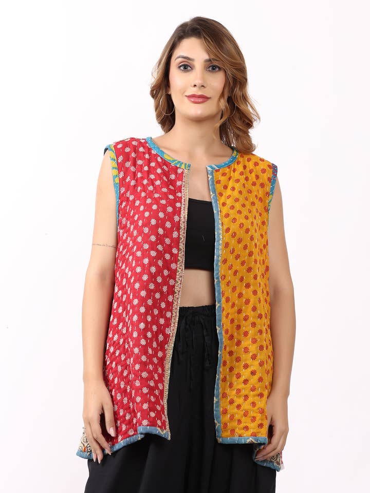 Kvinder Kantha Bomuldsprintet Jakke Indisk Koti Engros Parti for engroshandel hos Wevez