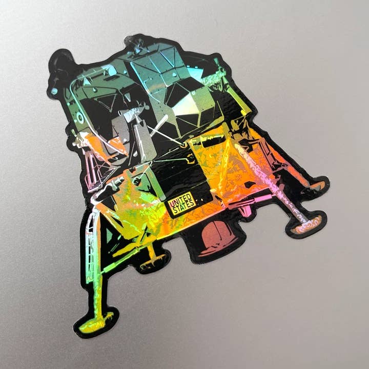 Historische Missionen: Apollo LEM Aufkleber im holografischen Stil für den Großhandel von Chop Shop Store