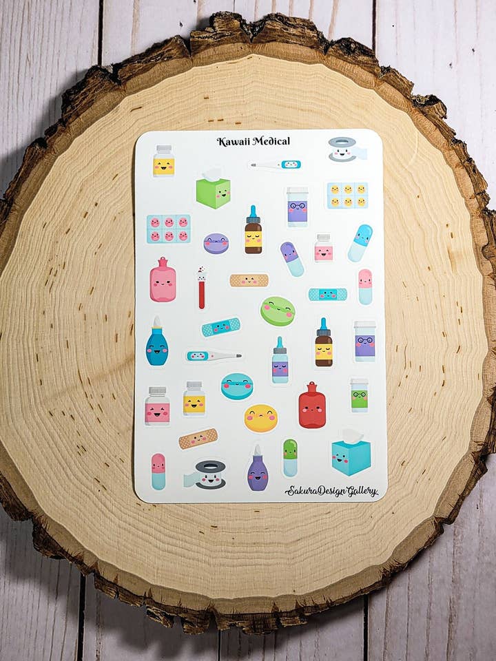 Foglio di Adesivi Medici Kawaii – Adesivi per Pianificatori e Scrapbook per la vendita all'ingrosso da parte di Sakura Design Gallery