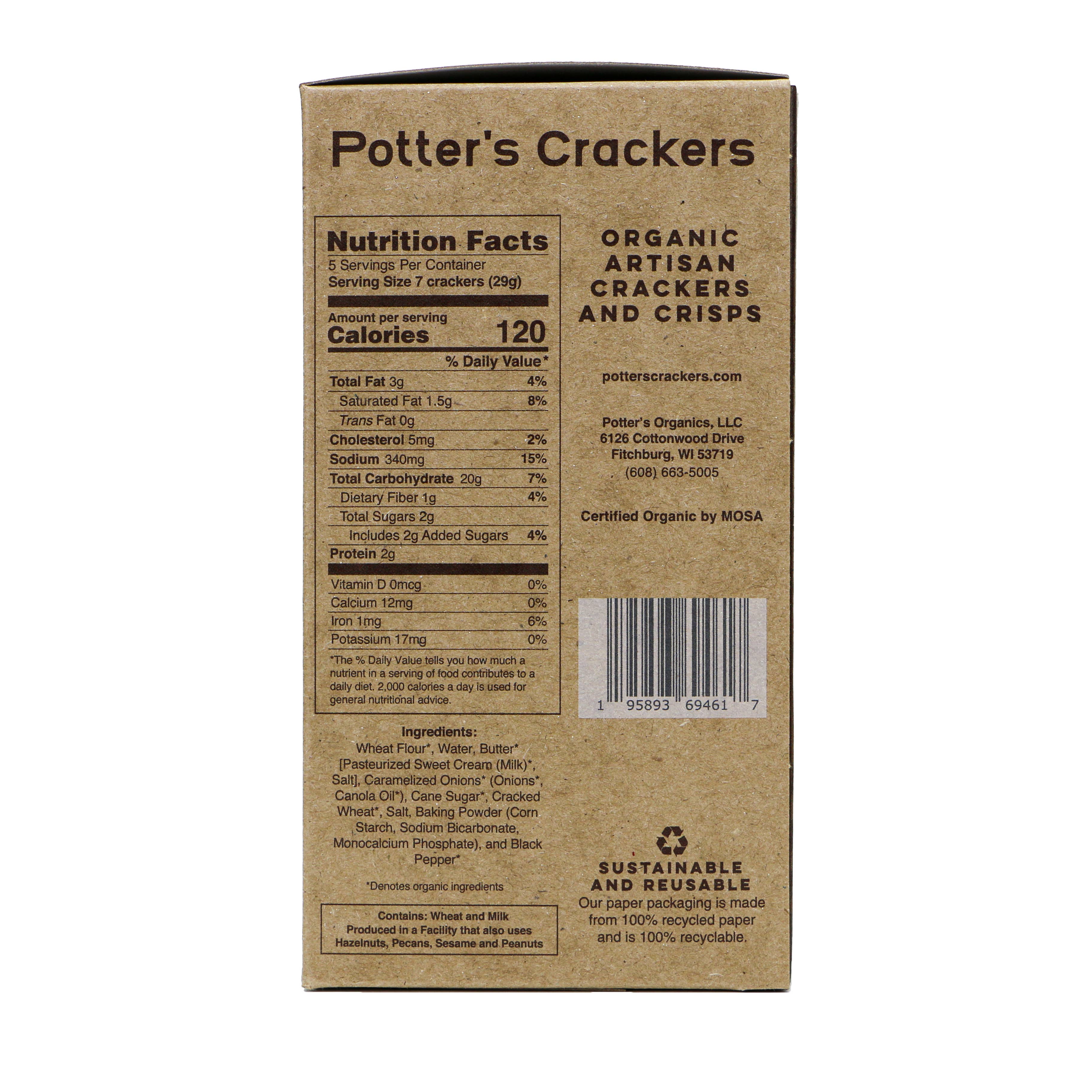 Potter’s Crackers - Wholesale Crackers - Potter's Crackers Organic Caramelized Onion Crackers - 5 oz3
