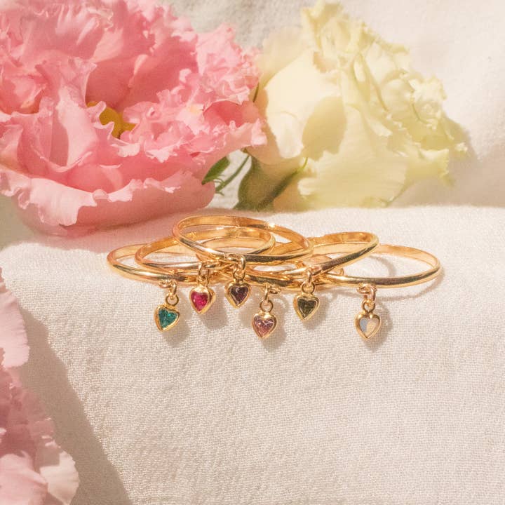 Heart Birthstone Ring Gold for wholesale by Emery and Opal