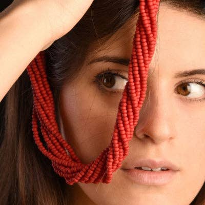 Mazzega Art & Design - Wholesale Beaded/Pearl Necklace - Murano Torchon Mat Necklace, 9 strands of intertwined rare satin pastel vintage 1980s seed beads (approximately 50 cm in length), hypoallergenic clasp.15