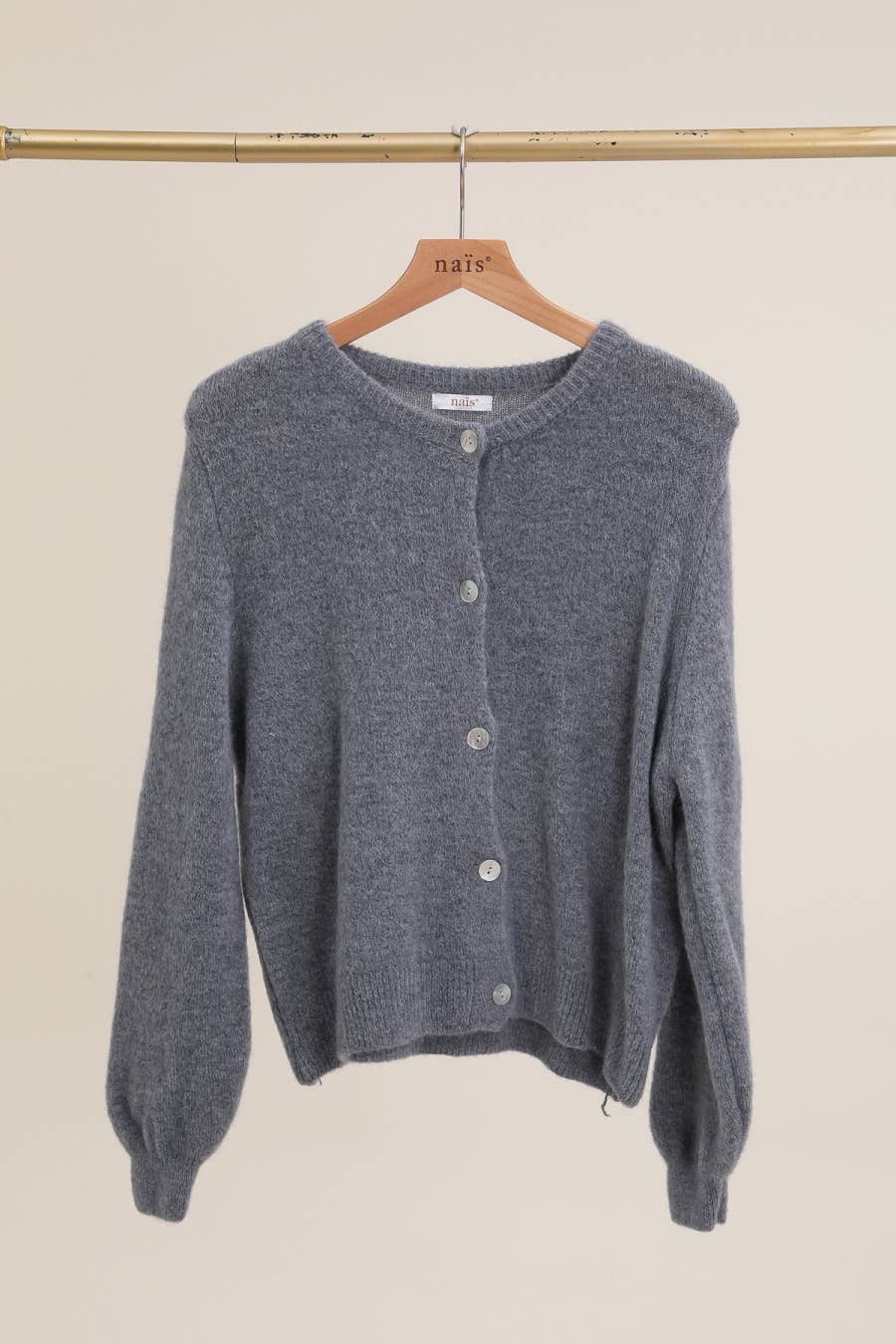 NAÏS PARIS - Wholesale Cardigan - Women's - SUPER FINE ALPACA SHORT BUTTON CREW NECK CARDIGAN27